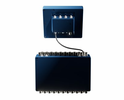 Rear of Core Unit and XPANSION Unit with M12 connectors. Product visualisation showing the development state.